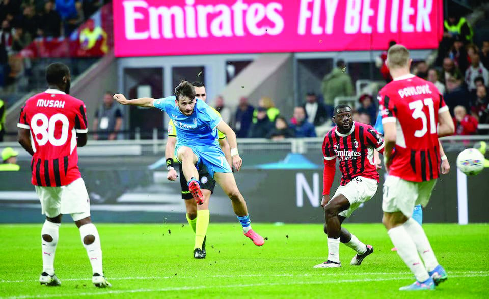 napoli s khvicha kvaratskhelia in action during the match against ac milan on october 29 photo reuters