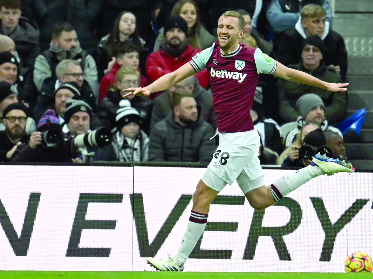 west ham united s tomas soucek celebrates scoring against newcastle photo afp