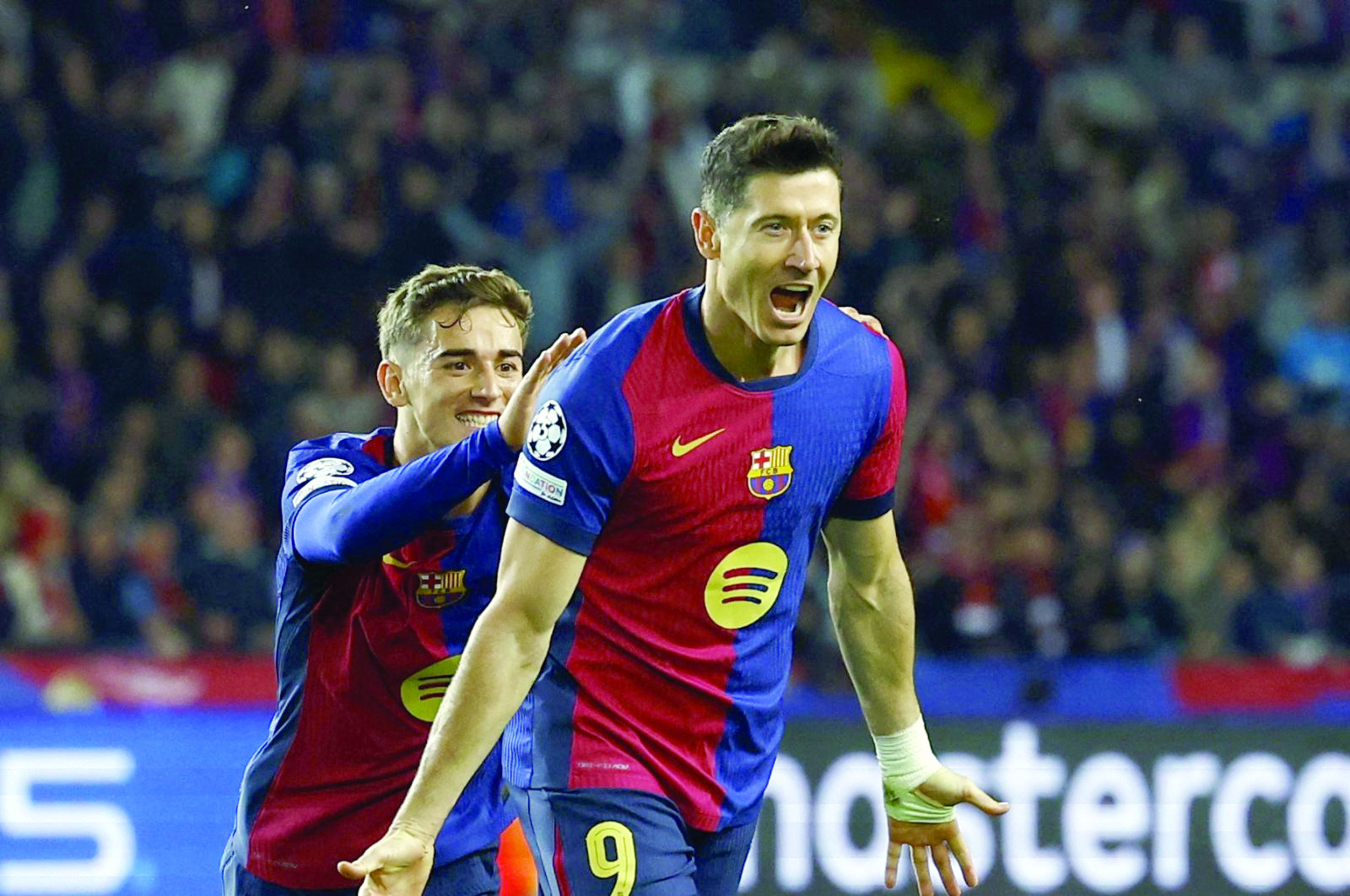 barcelona s polish forward robert lewandowski reached his champions league century against brest photo afp