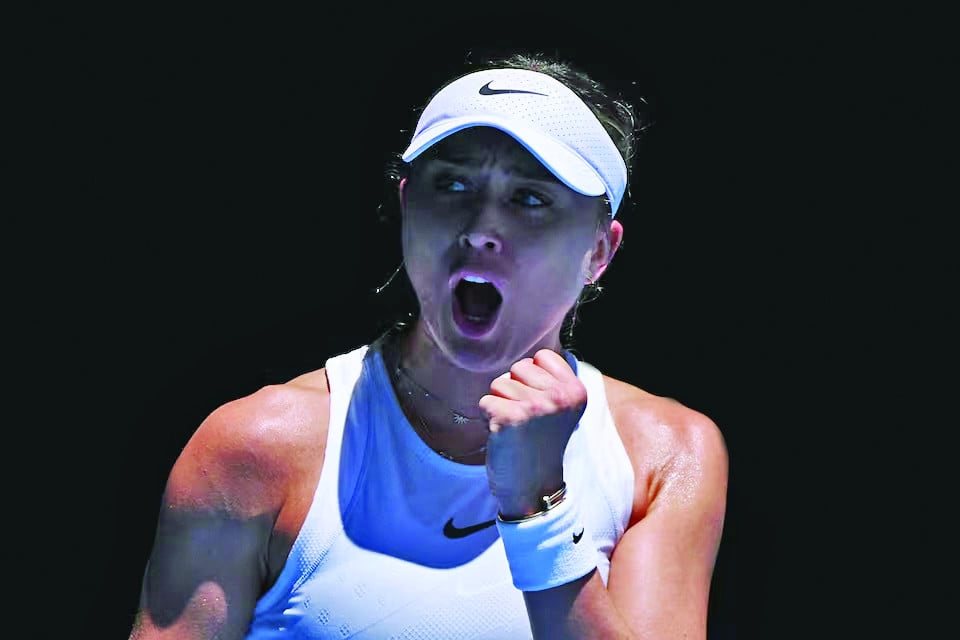 spain s paula badosa celebrates winning the first set in her quarter final match against coco gauff of the u s photo reuters