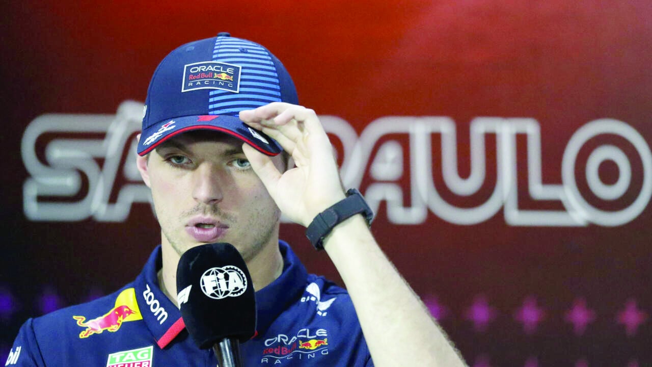 max verstappen speaks during a press conference at interlagos photo afp