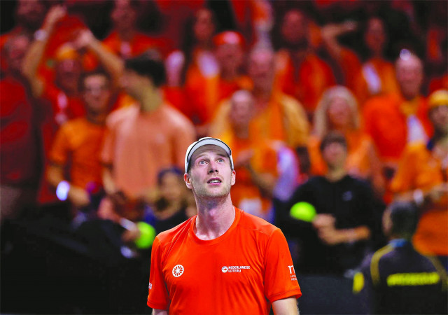 dutch player tallon griekspoor on his way to victory over germany s jan lennard struff photo afp dutch player tallon griekspoor on his way to victory over germany s jan lennard struff photo afp