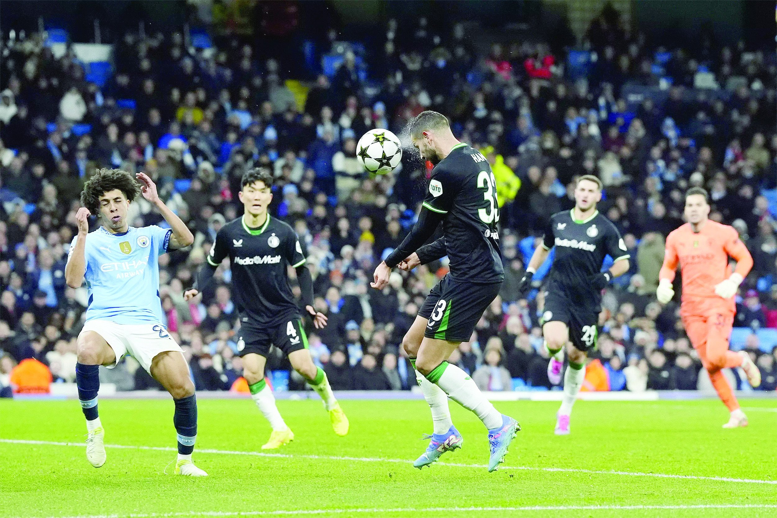 anis hadj moussa santiago gimenez and david hancko scored for feyenoord photo afp