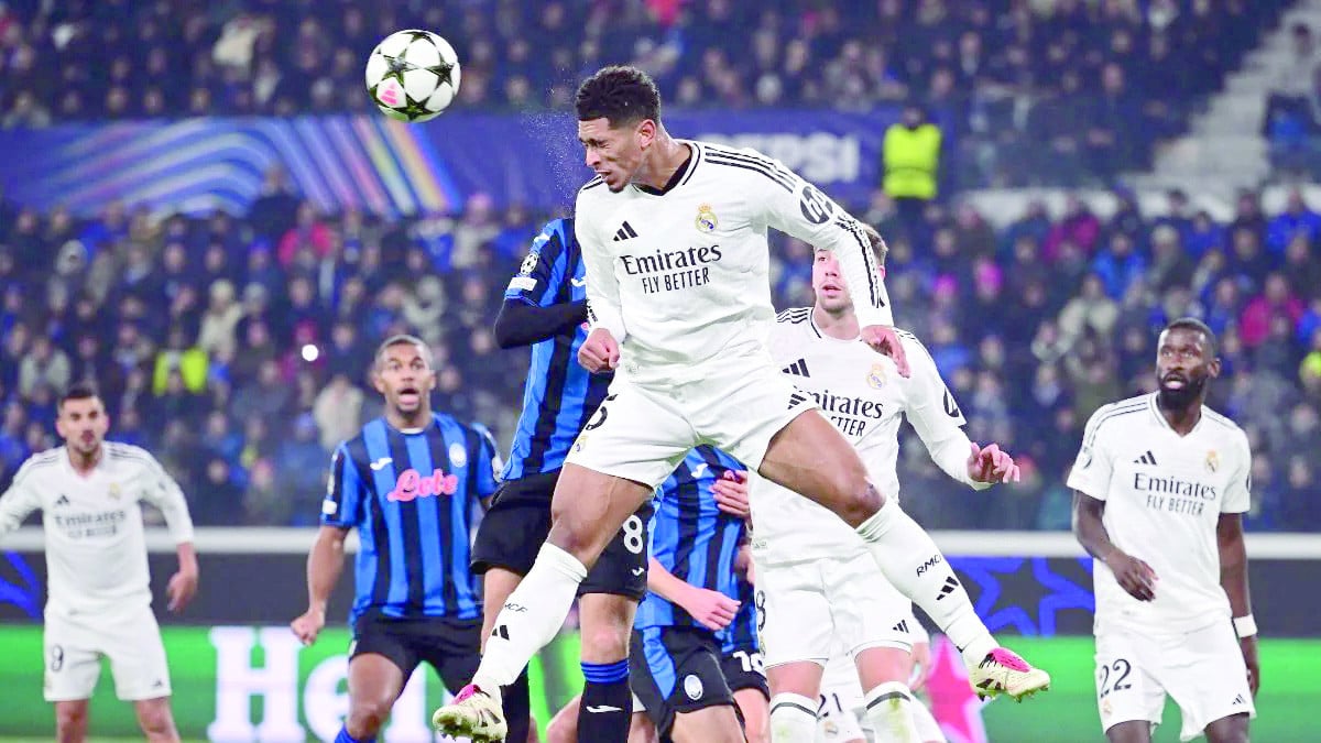 jude bellingham scored the third goal for real madrid in crucial tie against atalanta photo afp