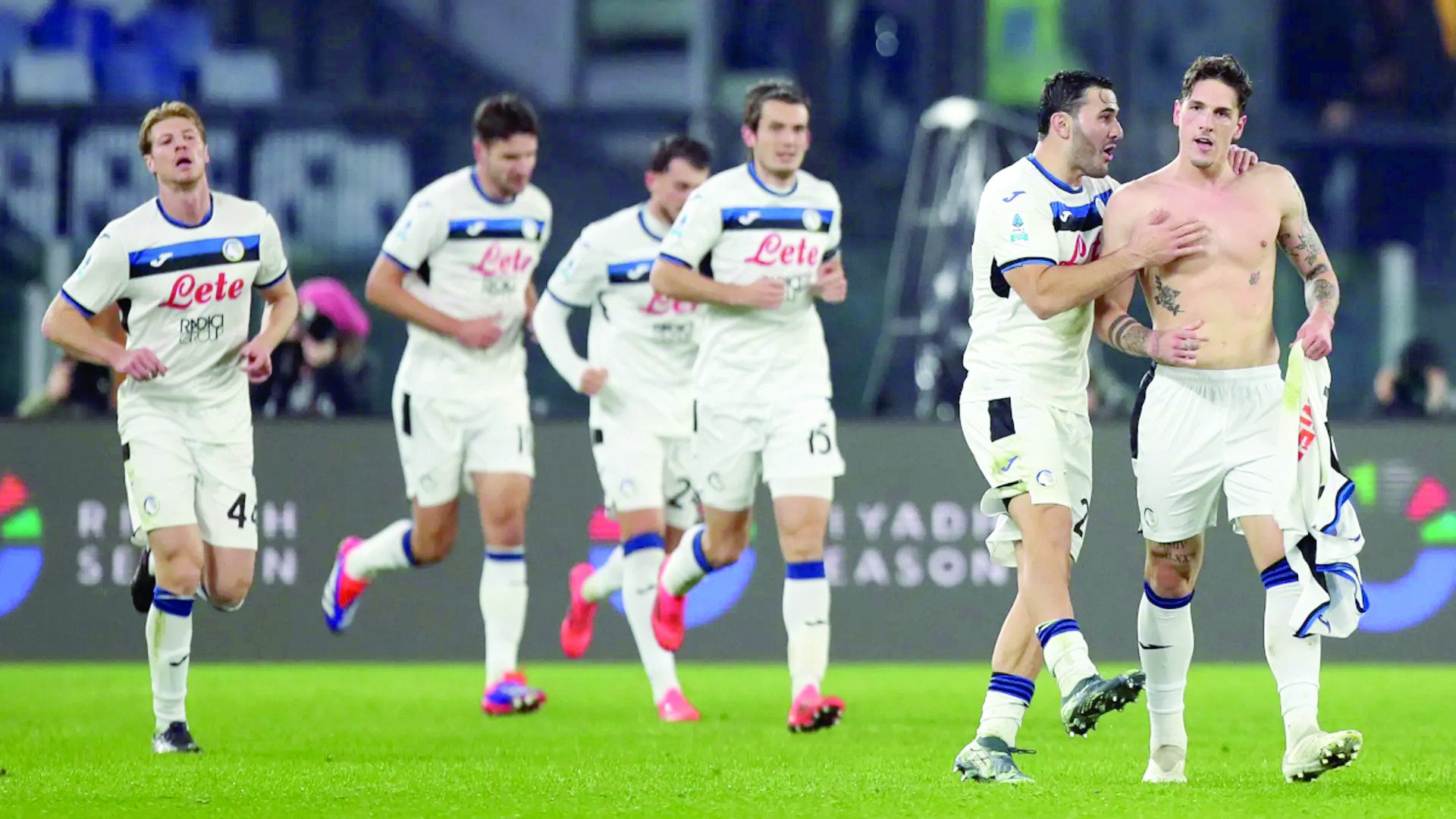 nicolo zaniolo celebrates scoring atalanta s second goal against his old team roma photo afp