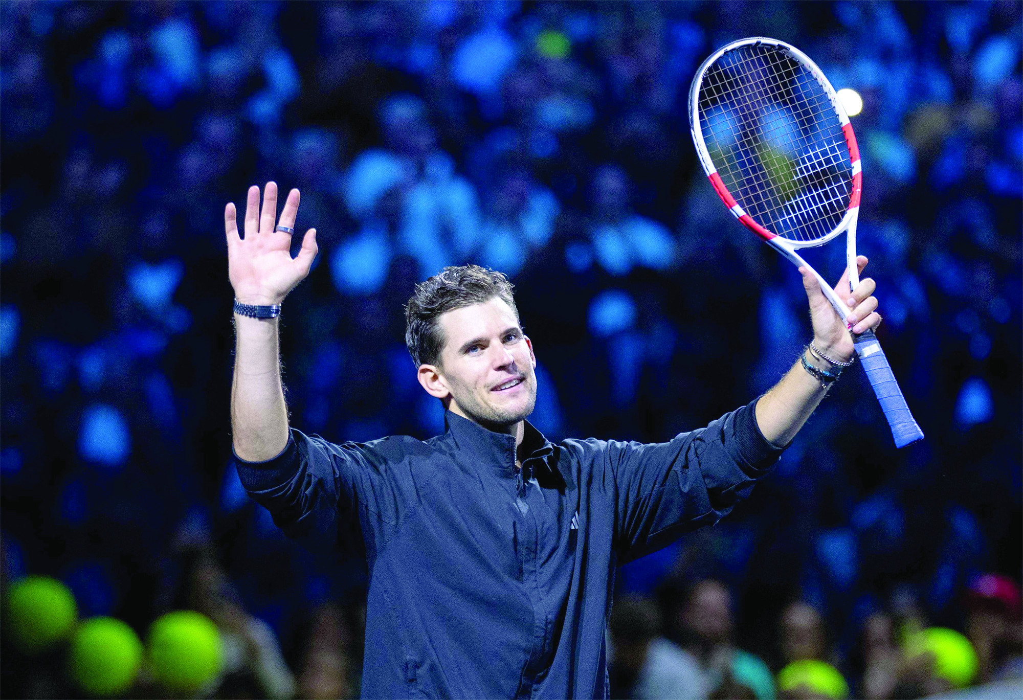 austria s dominic thiem waves after his final match at the vienna open photo afp