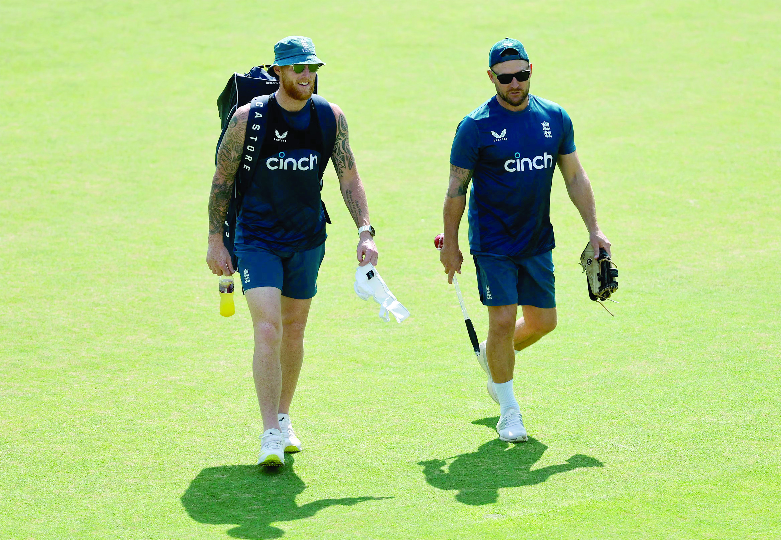 england head coach brendon mccullum and ben stokes during practice photo reuters