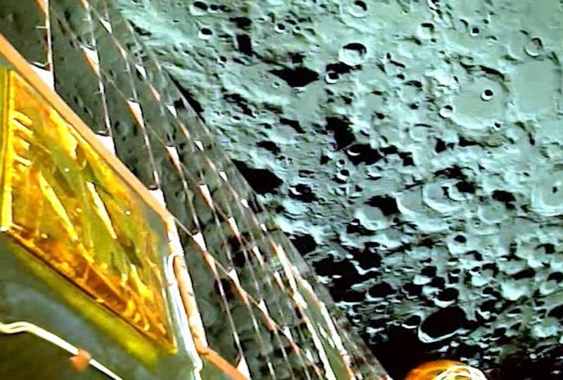 a view of the moon as viewed by the chandrayaan 3 lander during lunar orbit insertion on august 5 2023 in this screengrab from a video released august 6 2023 photo isro reuters