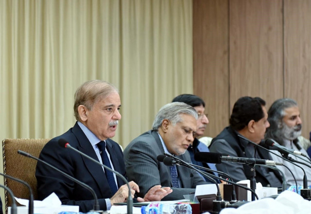 prime minister shehbaz sharif addressing a press conference following a cabinet meeting in islamabad on february 22 2023 photo app