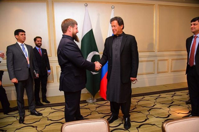 head of the chechen republic ramzan kadyrov called on prime minister imran khan in moscow photo app file