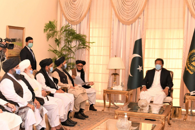 taliban political commission tpc headed by mullah abdul ghani baradar calls on pm imran in islamabad photo pid taliban political commission tpc headed by mullah abdul ghani baradar calls on pm imran in islamabad photo pid