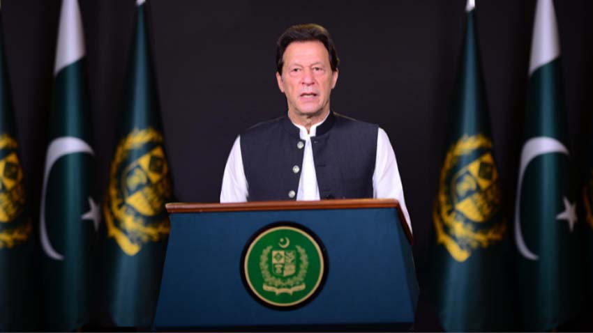 prime minister imran khan during the virtual address to world leaders summit dialogue screengrab