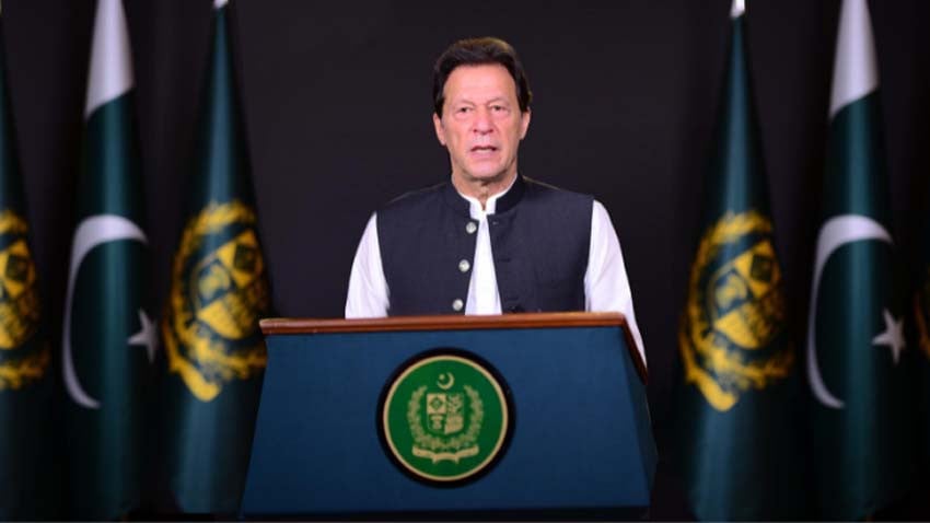 prime minister imran khan during the virtual address to world leaders summit dialogue screengrab