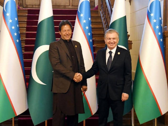 prime minister imran khan and uzbek president shavkat mirziyoyev meet on the sidelines of winter olympics opening ceremony in beijing on february 5 2022 photo express prime minister imran khan and uzbek president shavkat mirziyoyev meet on the sidelines of winter olympics opening ceremony in beijing on february 5 2022 photo express