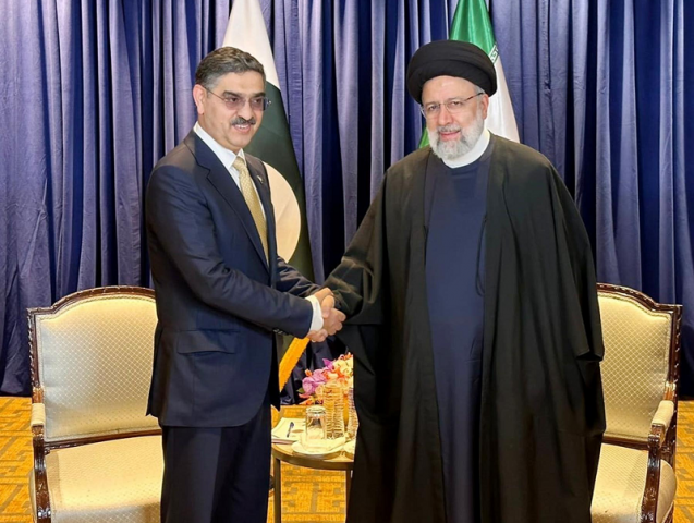 caretaker pm anwaarul haq kakar met with the iranian president ebrahim raisi on the sidelines of the 78th session of the un general assembly unga in new york 19 sept photo pid caretaker pm anwaarul haq kakar met with the iranian president ebrahim raisi on the sidelines of the 78th session of the un general assembly unga in new york 19 sept photo pid