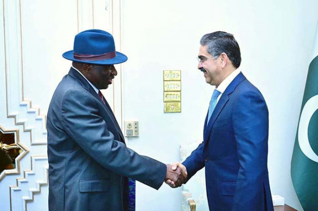 chairperson of the cog for general election h e dr goodluck ebele jonathan called on caretaker pm kakar in islamabad february 06 2024 photo app chairperson of the cog for general election h e dr goodluck ebele jonathan called on caretaker pm kakar in islamabad february 06 2024 photo app