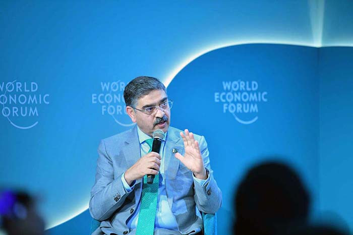 caretaker prime minister anwaarul haq kakar at the trade tech s trillion dollar promise session of the wef photo app