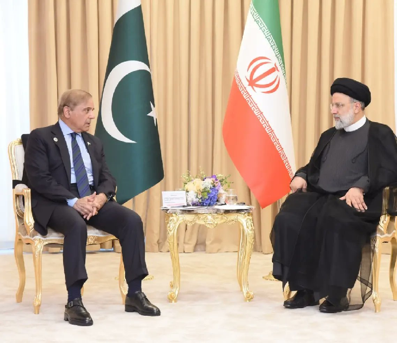 prime minister shehbaz sharif on thursday met with iranian president syed ebrahim raisi on the sidelines of the annual meeting of the council of heads of state of shanghai cooperation organisation being held in samarkand photo twitter pmln org