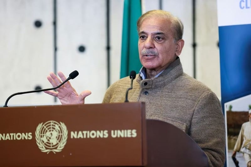 pakistan s prime minister shehbaz sharif speaks at a news conference at the un in geneva switzerland january 9 2023 photo reuters