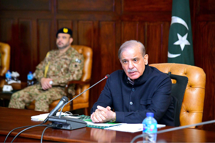 prime minister shehbaz sharif during a meeting on march 6 2024 photo app