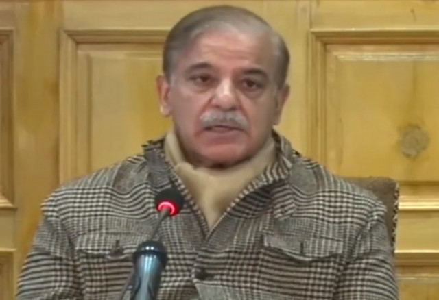 prime minister shehbaz sharif addressing apex committee meeting in peshawar photo screengrab prime minister shehbaz sharif addressing apex committee meeting in peshawar photo screengrab