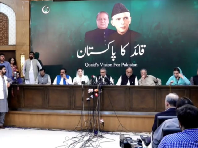 pml n leaders are addressing joint press conference in islamabad on saturday oct 1 screengrab
