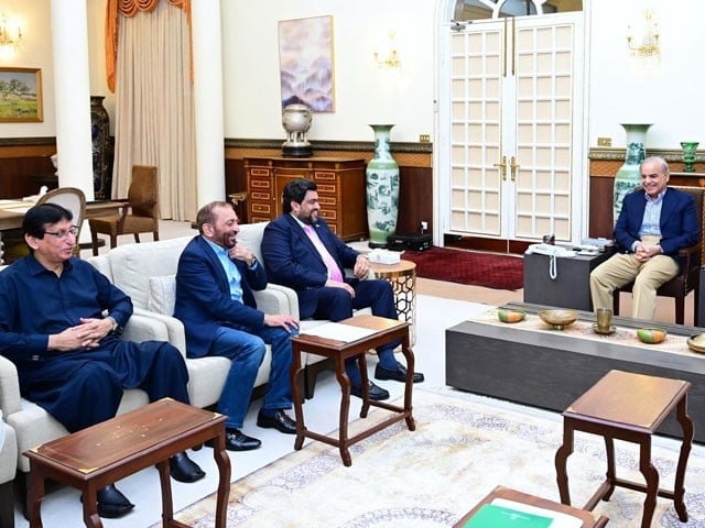 prime minister shehbaz sharif met with an mqm delegation in islamabad on saturday to discuss the constitutional amendments photo pid