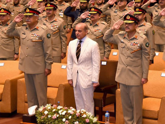 prime minister shehbaz sharif is attending a ceremony organised to pay tribute to the shuhadas and ghazis at army auditorium as the chief guest on tuesday august 8 2023 photo ispr