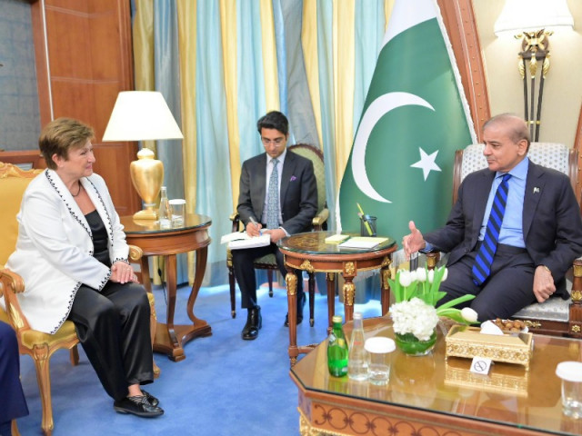 managing director of imf calls on prime minister shehbaz sharif on the sidelines of a special meeting of the world economic forum on april 28 2024 photo pid managing director of imf calls on prime minister shehbaz sharif on the sidelines of a special meeting of the world economic forum on april 28 2024 photo pid
