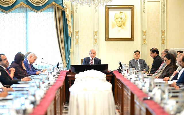 prime minister shehbaz sharif chairing a meeting on the palestine situation in islamabad on thursday photo pid