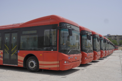 pbs busses arrive in larkana inauguration due on june 21 pbs busses arrive in larkana inauguration due on june 21