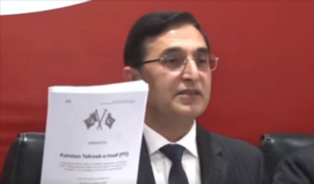 pti chairman barrister gauhar ali khan releases the party s manifesto photo pti x screengrab pti chairman barrister gauhar ali khan releases the party s manifesto photo pti x screengrab