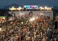 supporters of pakistan tehreek e insaf pti party gather during a rally to mark one year anniversary of khan s imprisonment in swabi on august 5 2024 photo afp