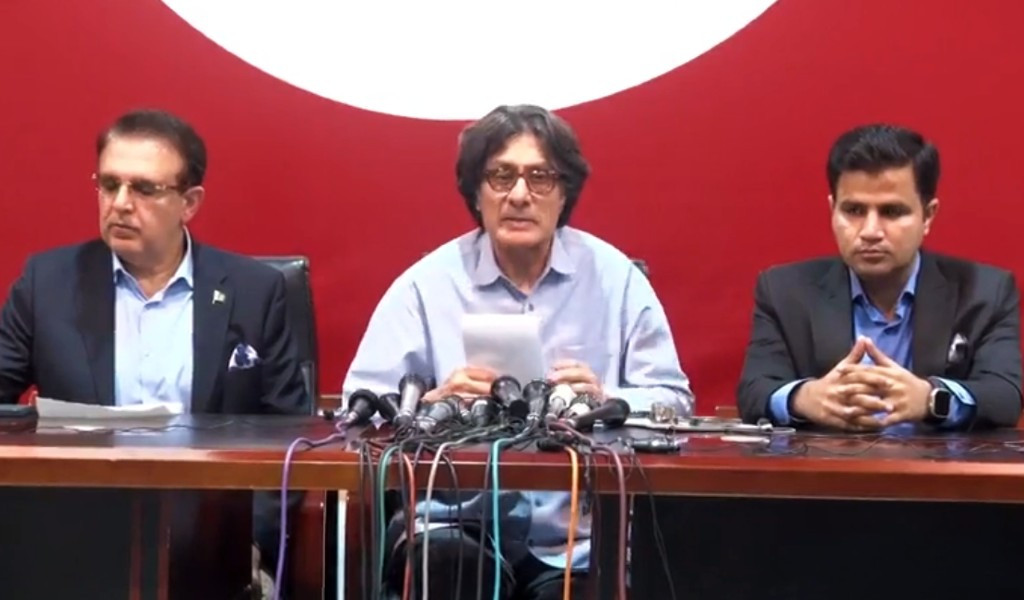 pti leaders addressing a press conference in islamabad on april 23 2024 screengrab