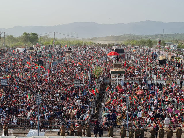 a view of pti supporters gathered at parade ground in islamabad to attend the public gathering on march 27 photo ptiofficial a view of pti supporters gathered at parade ground in islamabad to attend the public gathering on march 27 photo ptiofficial