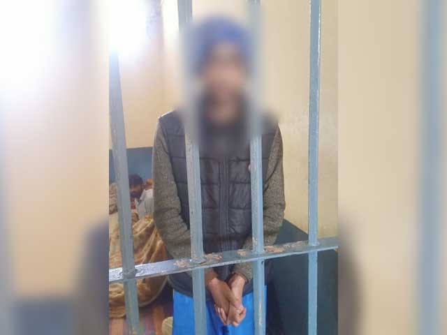 the teenage suspect was taken into custody by punjab police for allegedly killing his mother and siblings photo express