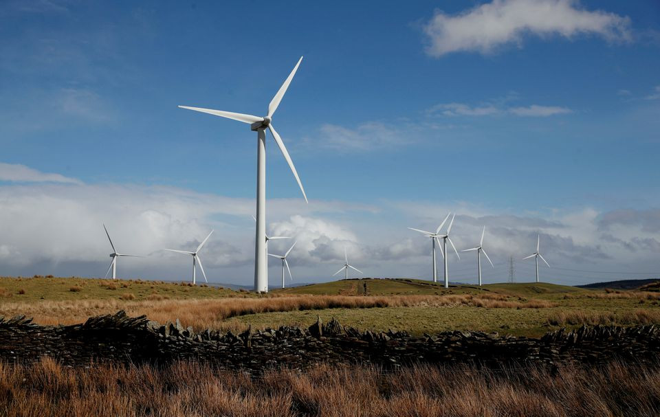 wind turbines are seen at mynydd portref wind farm near hendreforgan in south wales britain march 26 2021 photo reuters