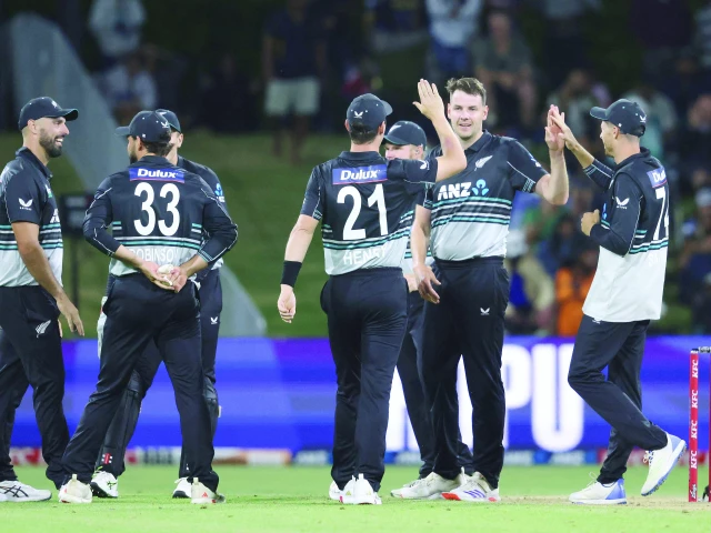 new zealand s jacob duffy c celebrates the wicket of sri lanka s kamindu mendis during the first twenty20 cricket match between new zealand and sri lanka at bay oval in mount maunganui on december 28 2024 photo afp new zealand s jacob duffy c celebrates the wicket of sri lanka s kamindu mendis during the first twenty20 cricket match between new zealand and sri lanka at bay oval in mount maunganui on december 28 2024 photo afp