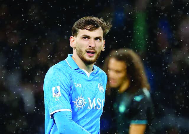 khvicha kvaratskhelia reacts during the serie a match against lazio at stadio diego armando maradona on december 8 2024 photo reuters