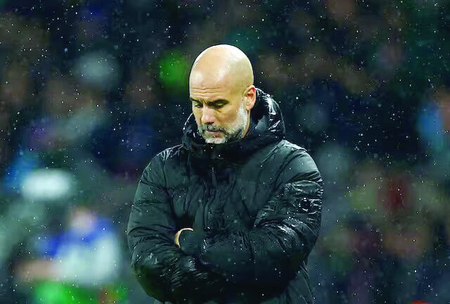 manchester city manager pep guardiola reacts during champions league match against paris st germain at parc des princes on january 22 photo reuters