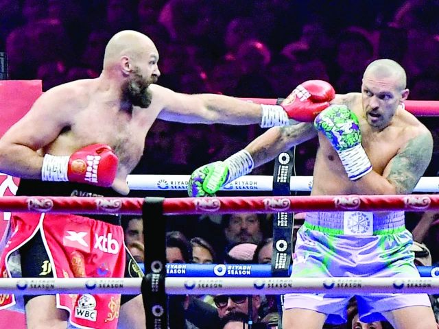 ukraine s oleksandr usyk blue rebuff s britain s tyson fury red during their heavyweight world championship rematch at the kingdom arena in riyadh photo afp ukraine s oleksandr usyk blue rebuff s britain s tyson fury red during their heavyweight world championship rematch at the kingdom arena in riyadh photo afp