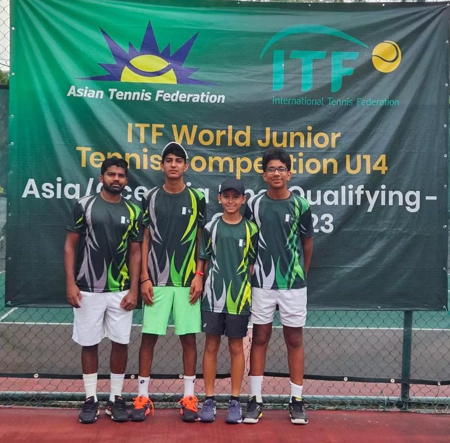 pakistan u14 team for world junior tennis along with coach heera ashiq they made history by qualifying for the world finals photo courtesy ptf pakistan u14 team for world junior tennis along with coach heera ashiq they made history by qualifying for the world finals photo courtesy ptf