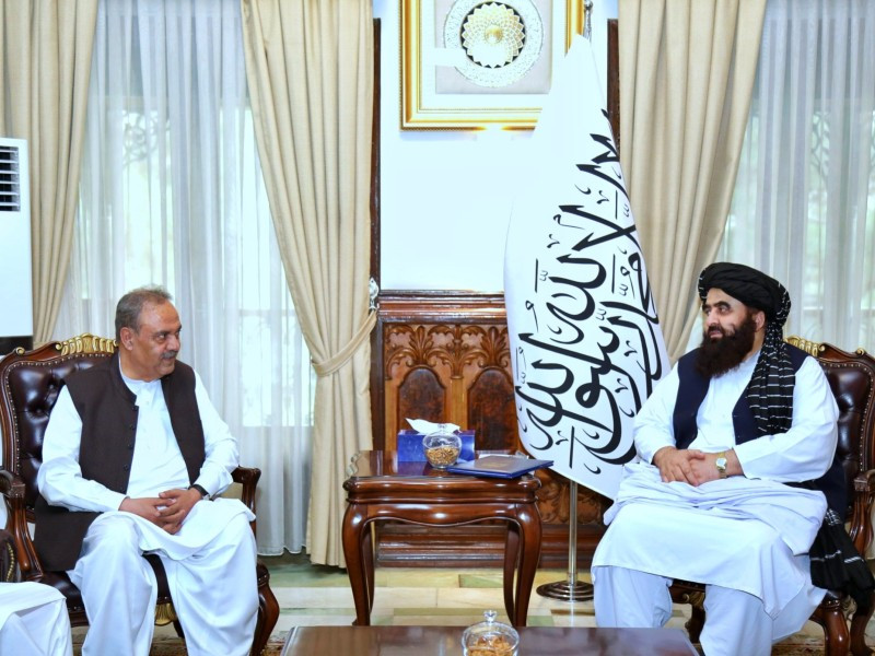 pakistan s ambassador to afghanistan asif durrani with taliban s interim foreign minister amir khan muttaqi on july 20 2023 photo twitter qaharbalkhi
