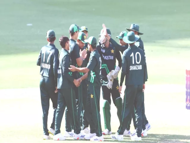 pak u 19 players celebrate the fall of another india u 19 wicket in the acc asia cup match in dubai on saturday photo afp pak u 19 players celebrate the fall of another india u 19 wicket in the acc asia cup match in dubai on saturday photo afp