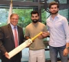 the pakistani cricket team presenting ambassador blome with a signed cricket bat photo express