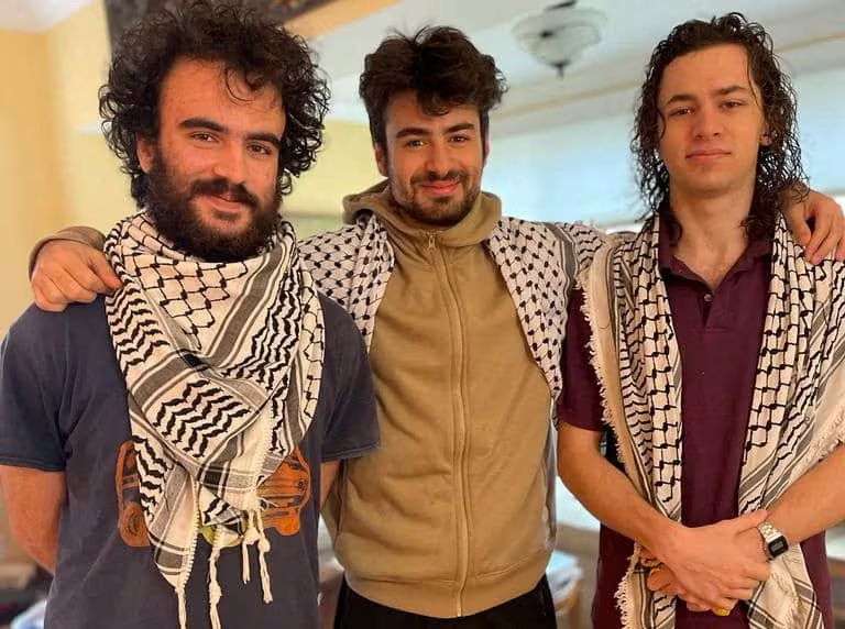 Hisham Awartani, Kinnan Abdel Hamid and Tahseen Ahmed, three students of Palestinian origin who were shot near the University of Vermont in Burlington on November 25, 2023. PHOTO: REUTERS