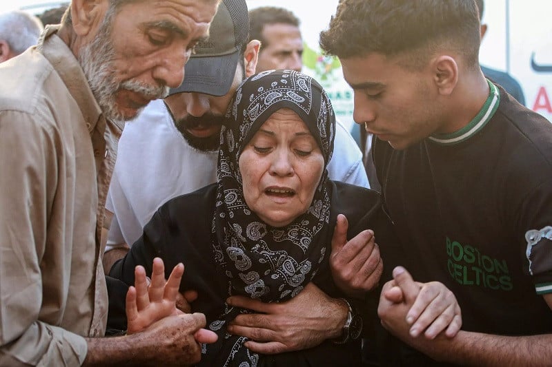 A Palestinian woman mourns a relative killed in an Israeli strike, at the Al-Aqsa Martyrs Hospital in Deir al-Balah in the central Gaza Strip on June 2, 2024. PHOTO: AFP