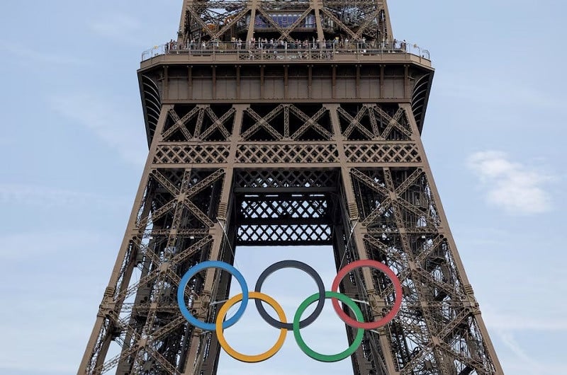 olympic rings are pictured on the eiffel tower ahead of paris 2024 photo reuters