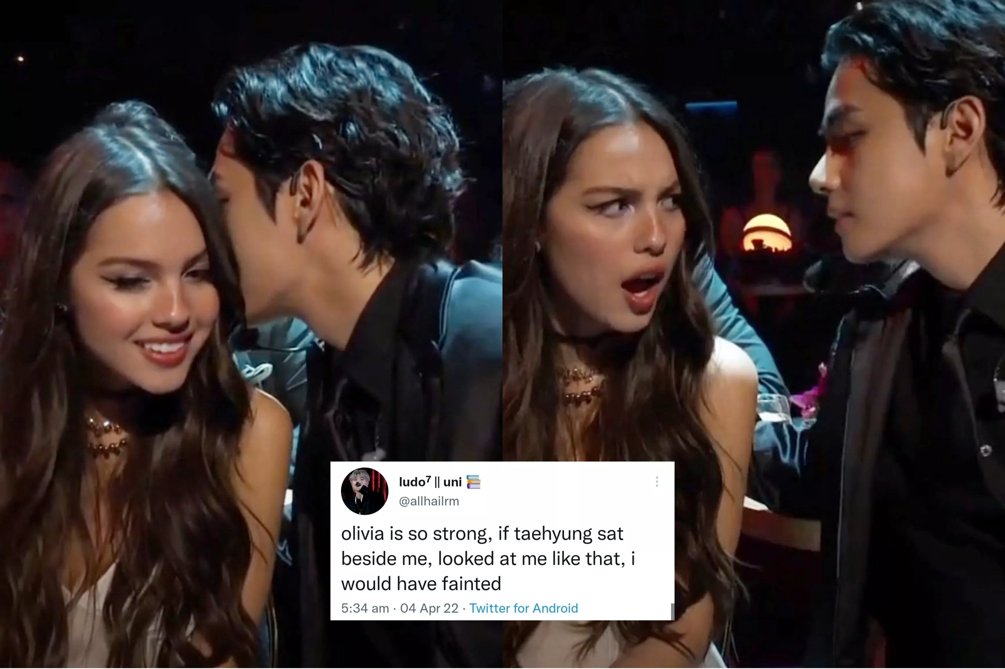 fans have collective meltdown over bts v olivia rodrigo s flirty interaction at grammys fans have collective meltdown over bts v olivia rodrigo s flirty interaction at grammys