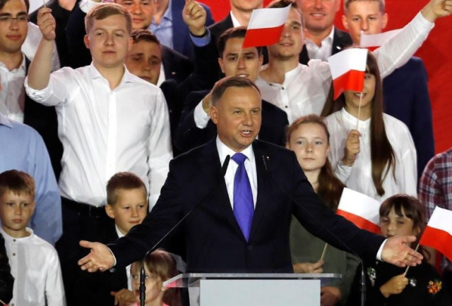 polish president and presidential candidate of the law and justice pis party andrzej duda speaks after the announcement of the first exit poll results on the second round of the presidential election in pultusk poland july 12 2020 photo reuters polish president and presidential candidate of the law and justice pis party andrzej duda speaks after the announcement of the first exit poll results on the second round of the presidential election in pultusk poland july 12 2020 photo reuters